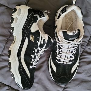 Sketchers DLites Black and White Sneakers